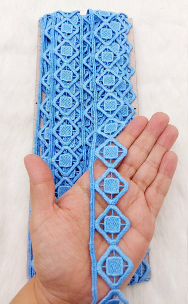 Fringe Trim Geometric Pattern, Cotton Embroidered Crafting Edging Lace Trim, Trim by 10 Yards